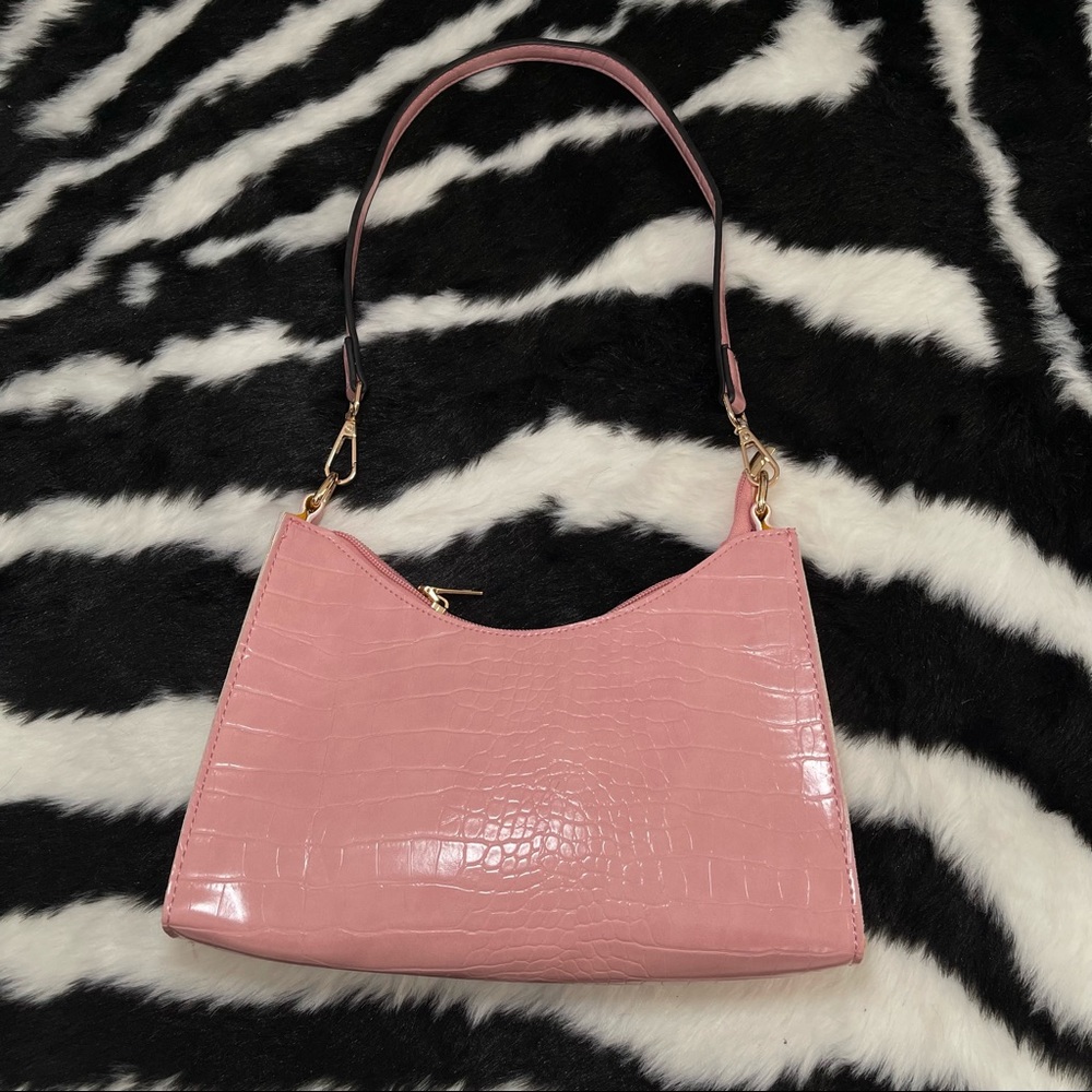 Light Pink Croc Baguette Bag